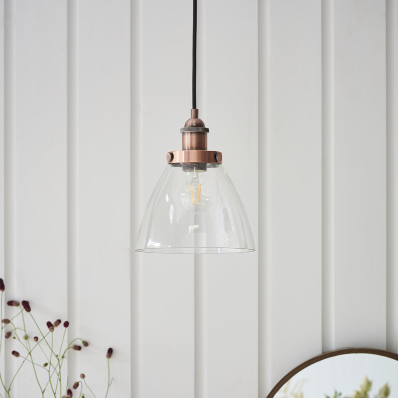 Anais 1 Light Glass Dome Pendant, Copper
