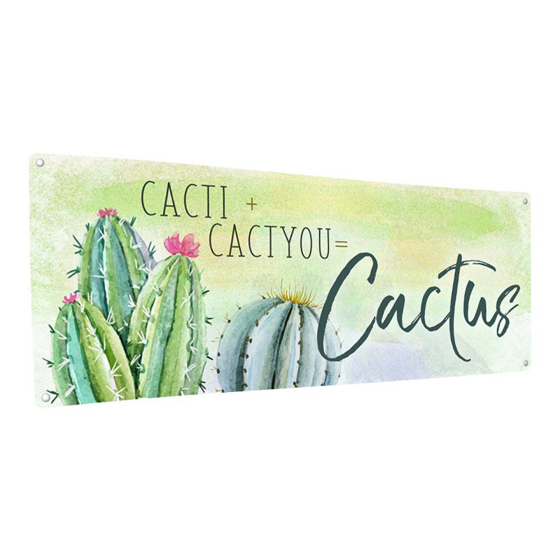 "Romance, panneau en métal Cact-Us" sur métal, H 5,75 po x l 15,5 po x P 0,04 po