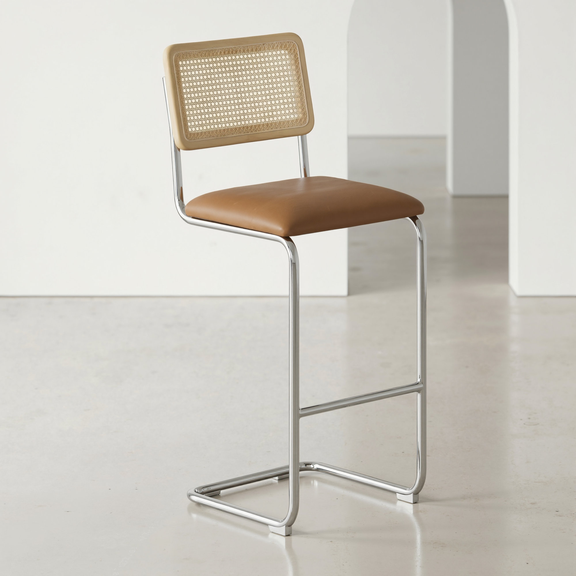 Walsh Vegan Leather Bar & Counter Stool, Bar Stool (30” Seat Height), Saddle Tan Vegan Leather