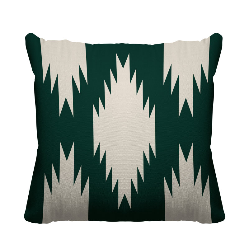 Coussin intérieur / extérieur Yuma Southwestern, L 15 po x H 15 po, Émeraude