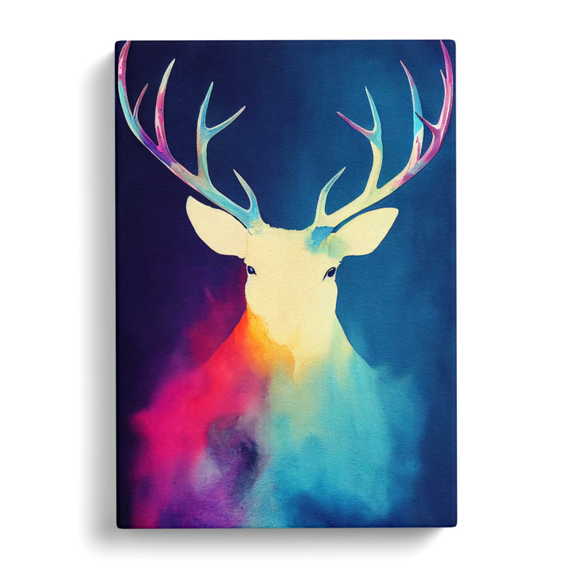 XC1022-1636X Colourful Stag Art No.3 Abstract - Wrapped Canvas Print, 50cm H x 35cm W x 3cm D