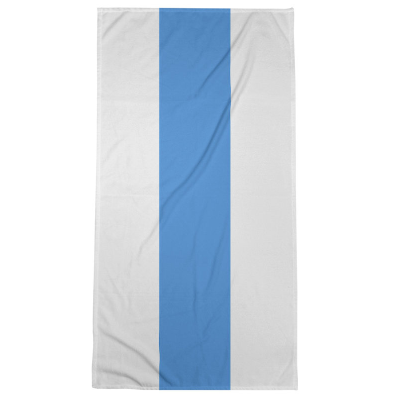 Cotton Blend Beach Towel, White/Light Blue
