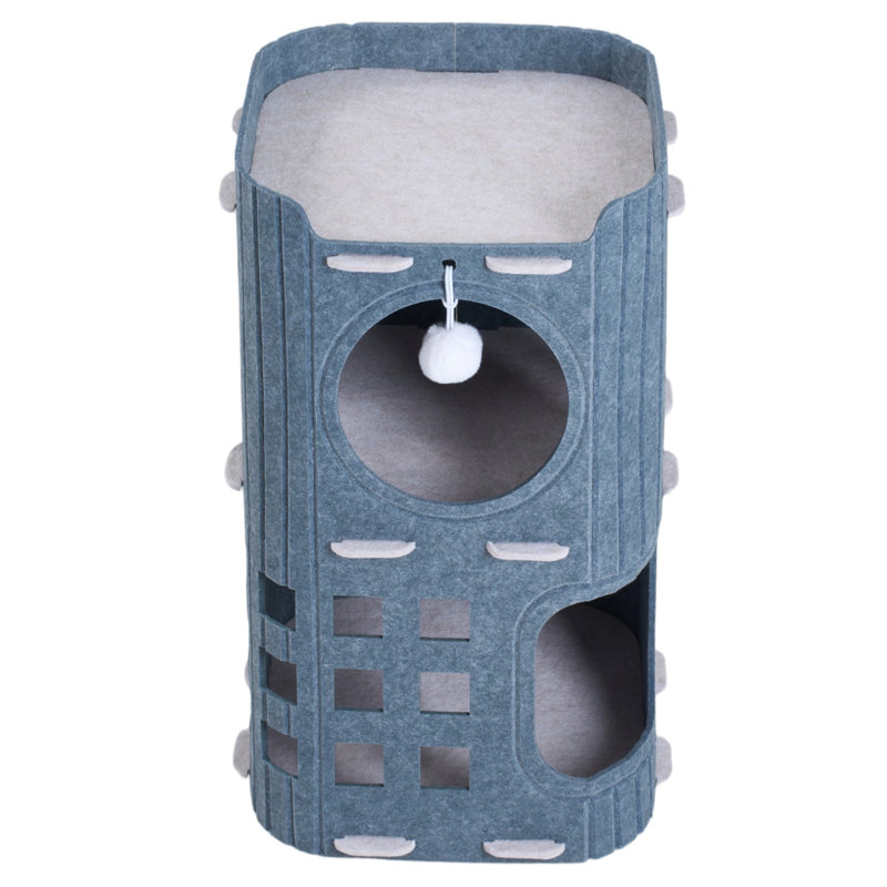 Felt + Polyester Fibre Nest Pet Bed, Grey