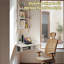 White Wall Mounted Fold Down Corner Desk & Shelf Set-683946208