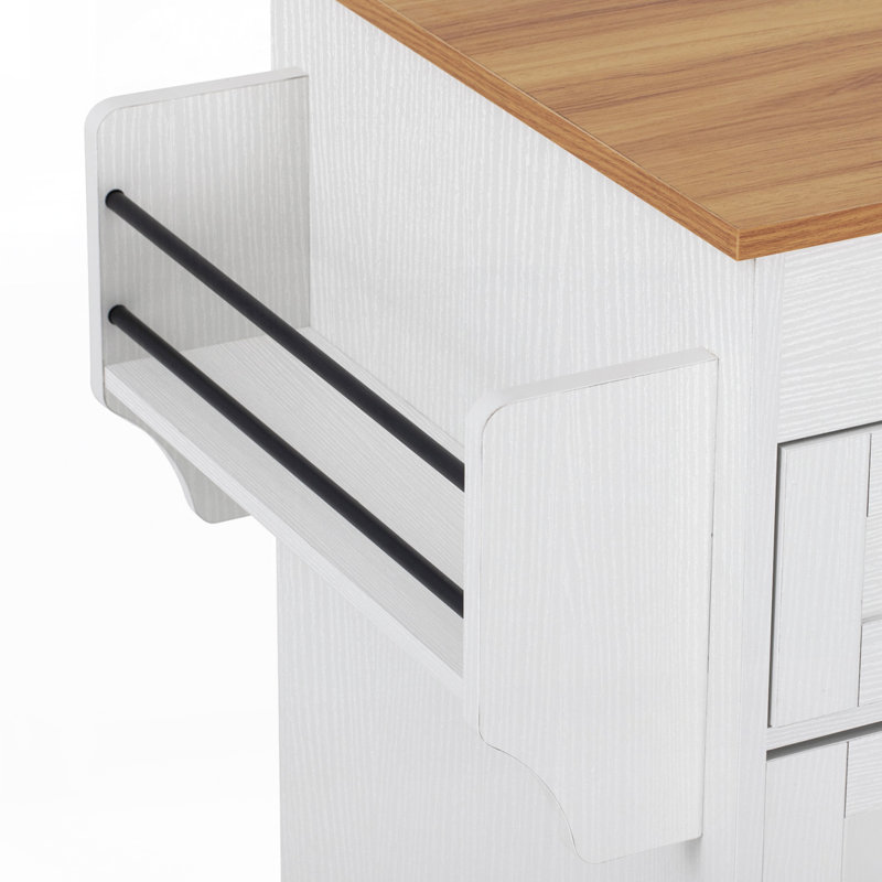 85.5" Extendable Kitchen Island with Power Station & Expanded Storage, White
