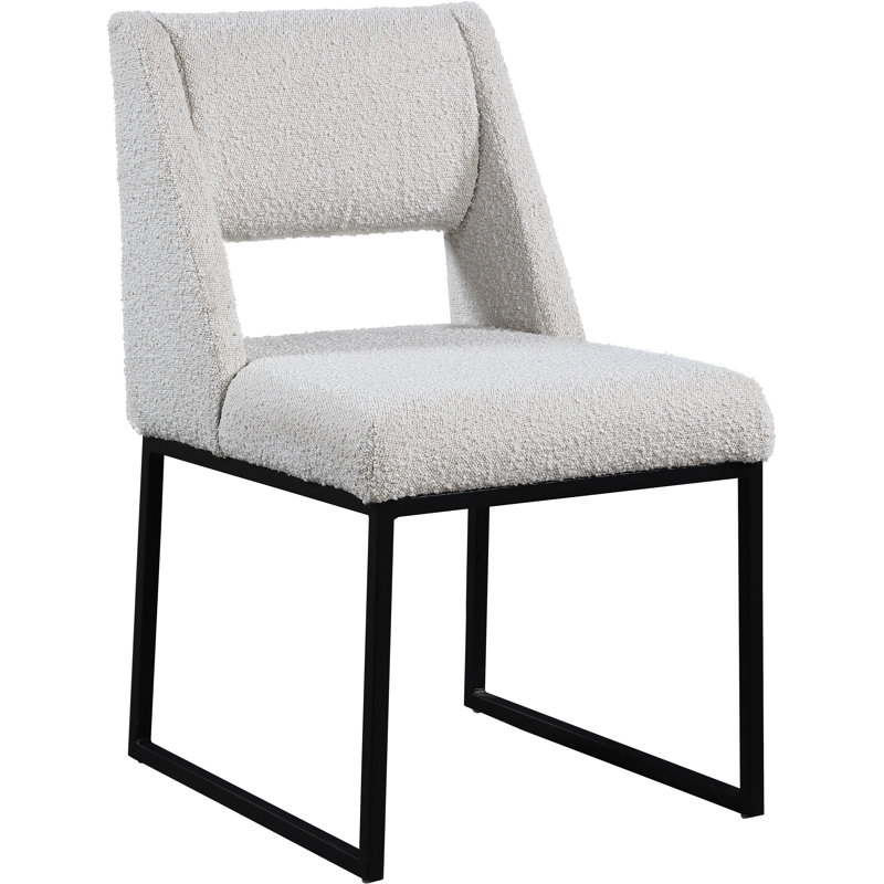 Jayce Boucle Fabric Dining Chair, Set Of 2, Cream Boucle Fabric