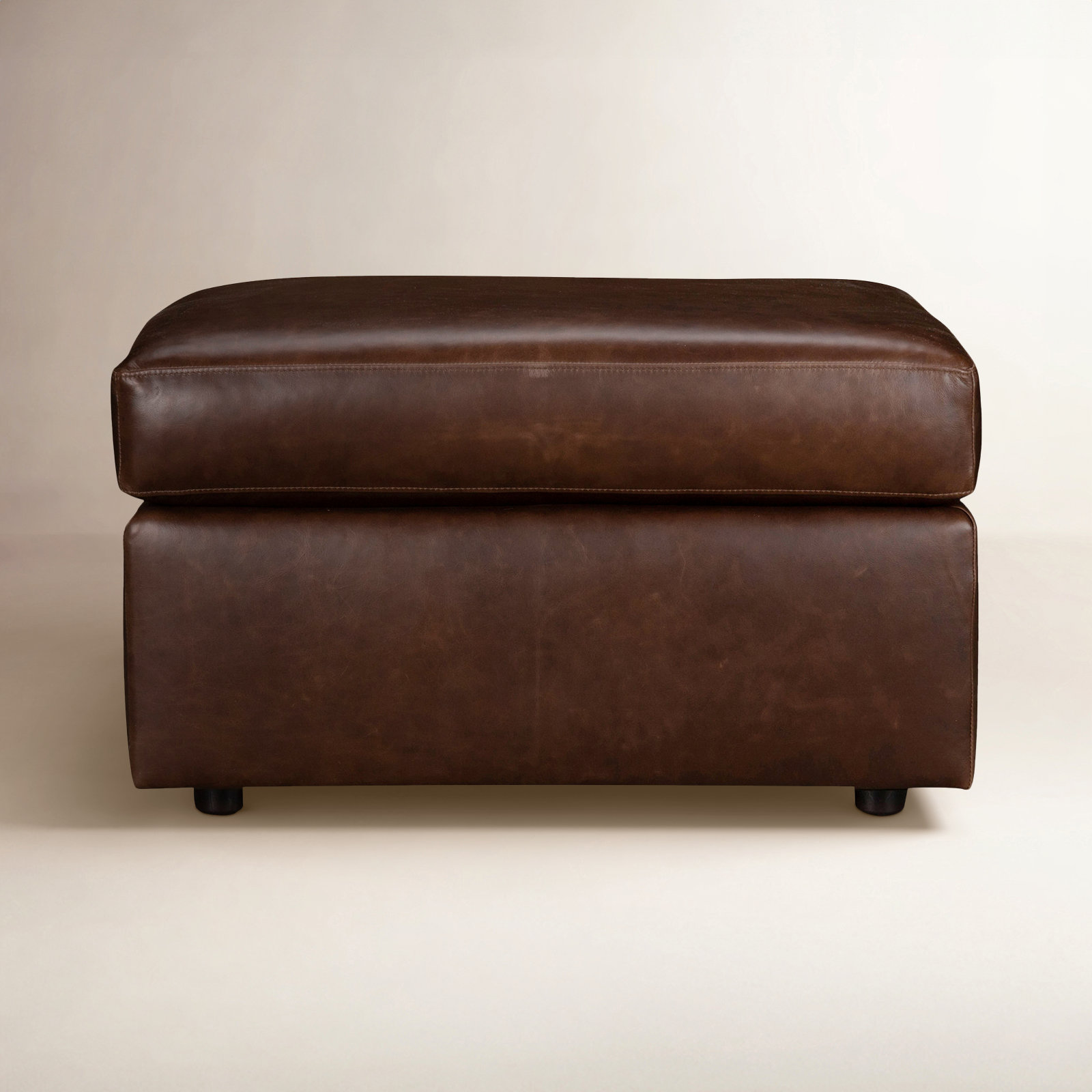 Savannah 32" Genuine Leather Ottoman, Bistro Rustic Genuine Leather
