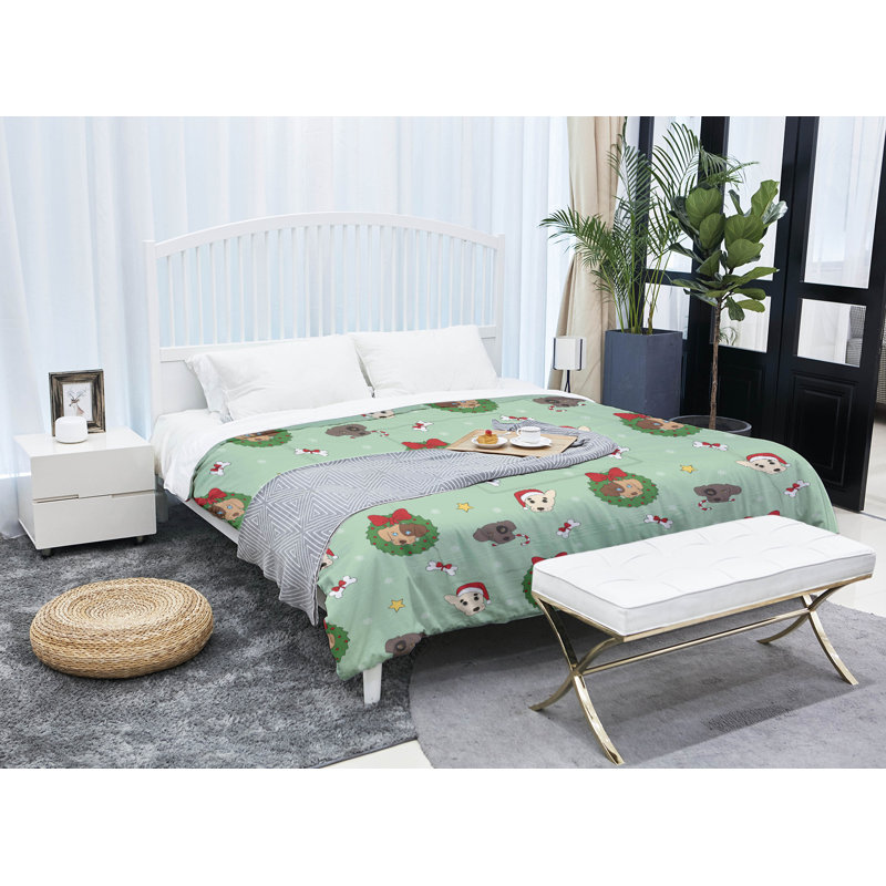 Polyester Baffle Box Stitch Comforter, Twin XL Comforter, Green/Brown/Red