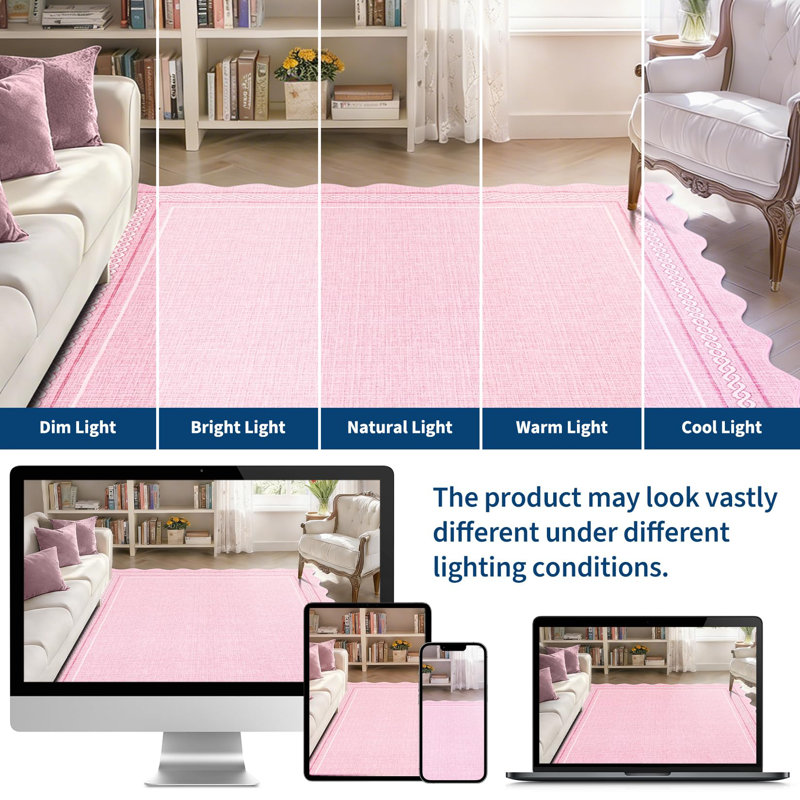 Geometric Machine Printed Area Rug, Rectangle 80 x 150 cm, Pink