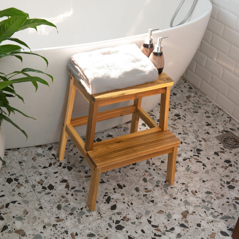 Banc de douche en bois d'acacia