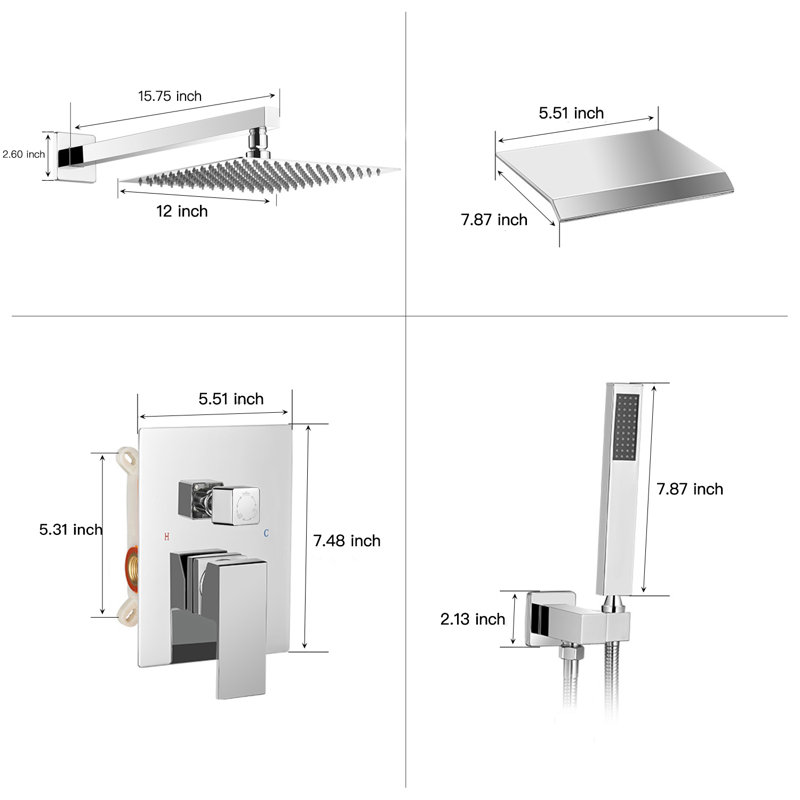 Complete Shower System with Rough in-Valve, Chrome