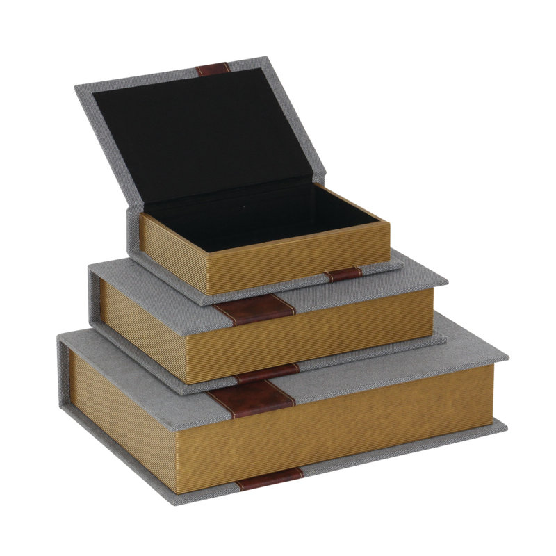 Boîte à livres traditionnelle 3 pièces Cortland, gris