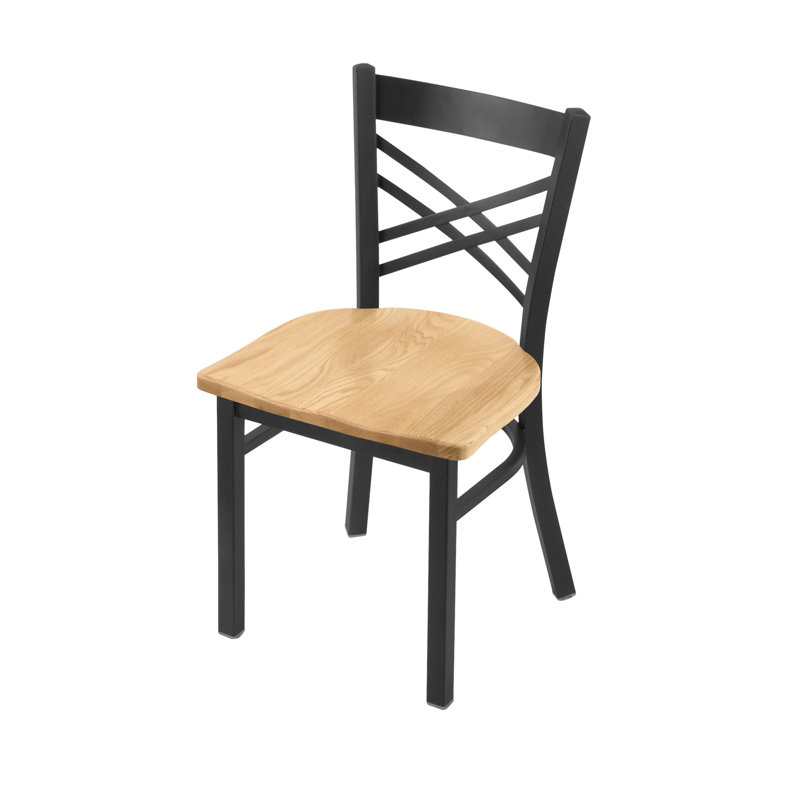 Catalina 18'' H Metal Side Chair, Wood-Natural Oak, Pewter