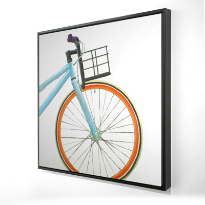 Orange and Blue Bike | Bedroom Framed Canvas Home Decor