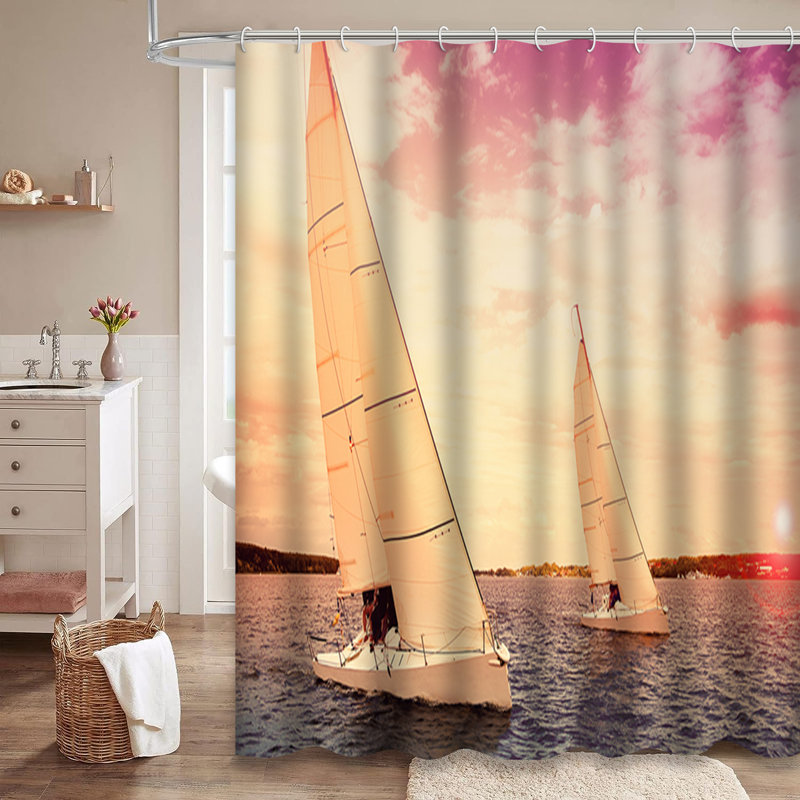 Rideau de douche avec 12 crochets Sunset, L 72 po x l 78 po