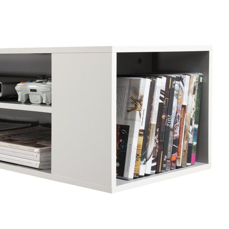 Meuble télé flottant pour téléviseur de 55 po ou moins, Blanc