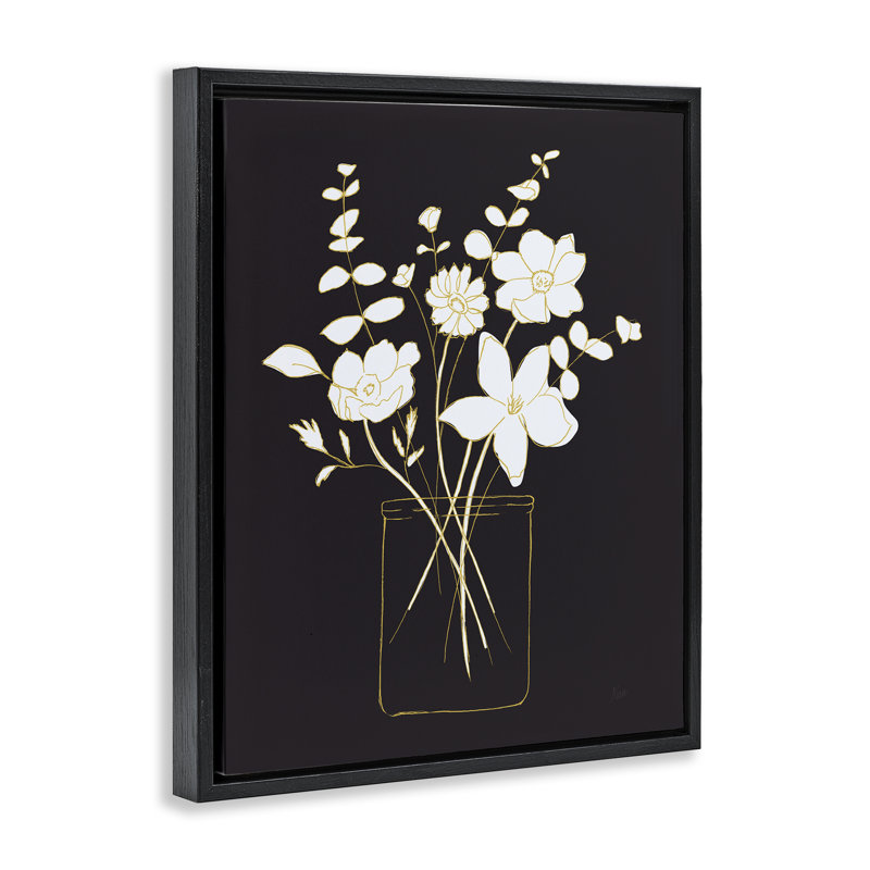 Art mural sur toile flottante Classy White Flowers par Nan, Cadre flottant noir de jais, H 21 po x l 17 po