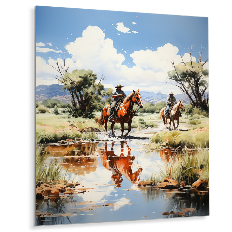 Cowboy Ranch Reflections Cowboys - Cowboys, reproduction d'art sur métal, H 20 po x l 12 po x P 1 po