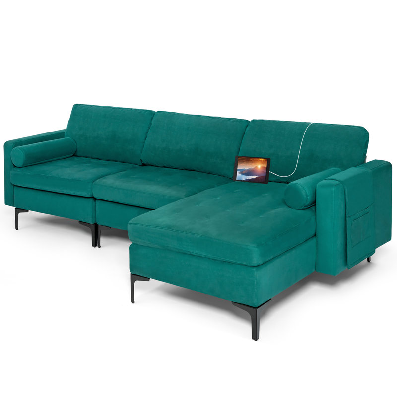 Canapé et chaise modulaire réversible en cuir véritable de 97 po de largeur Dectrick