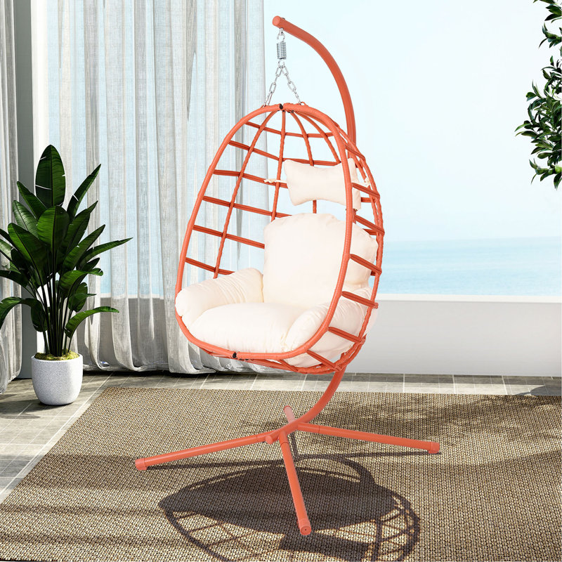 Balancelle suspendue en PE avec œuf et support, White, Red