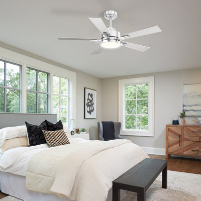 42'' Wood Ceiling Fan With Dimmable LED Light, Reversible DC Motor, And Remote Control