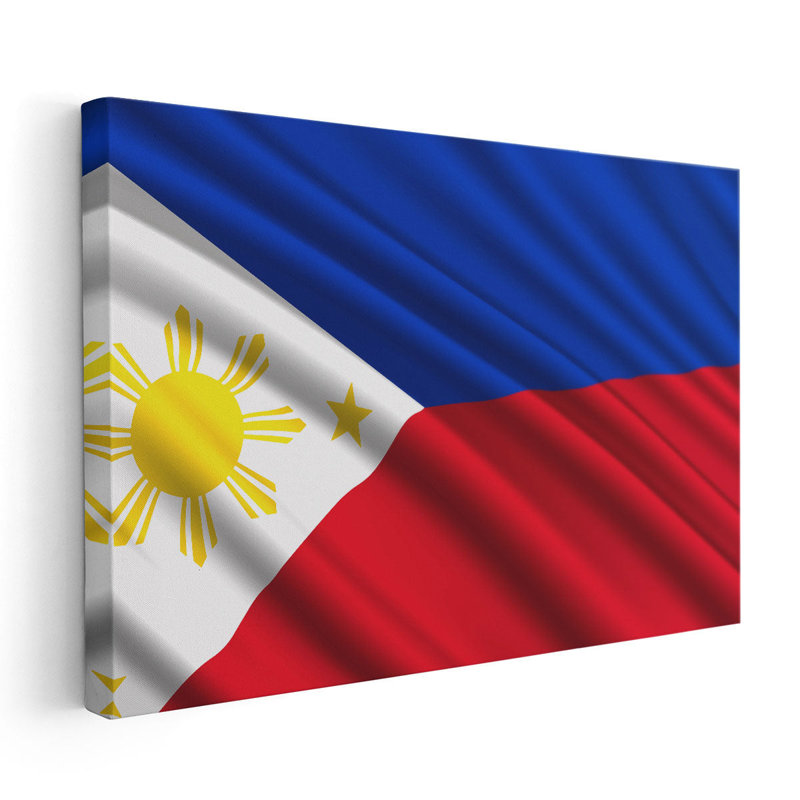 Drapeau des Philippines flottant - reproduction d'art sur toile, H 20 po x l 30 po