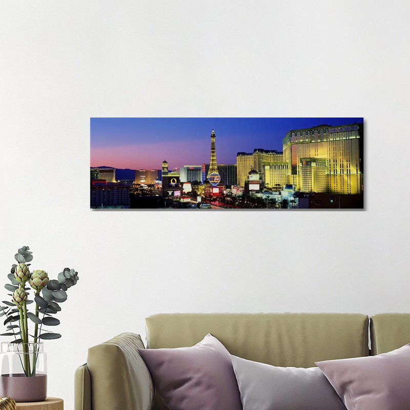 The Strip At Dusk, Las Vegas, Nevada, USA - Wrapped Canvas Panoramic Print, 121.92 cm H x 40.64 cm W x 3.175 cm D
