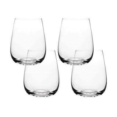 over&back Clear Traditional Mouth-Blown Glassware - Set of 4 Classic Stemless