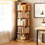 Bibliothèque rotative 5 niveaux 360 ° avec bord incurvé, déflecteur enveloppant et grand espace de rangement pour les petits espaces dans la chambre à coucher, le bureau, la base en bois double couche à affichage couleur, utilisation multifonctionnelle à bord stable