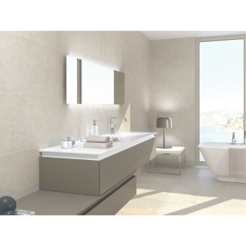 Tuile de champ en porcelaine 18" x 36" Dust, Ivoire mat