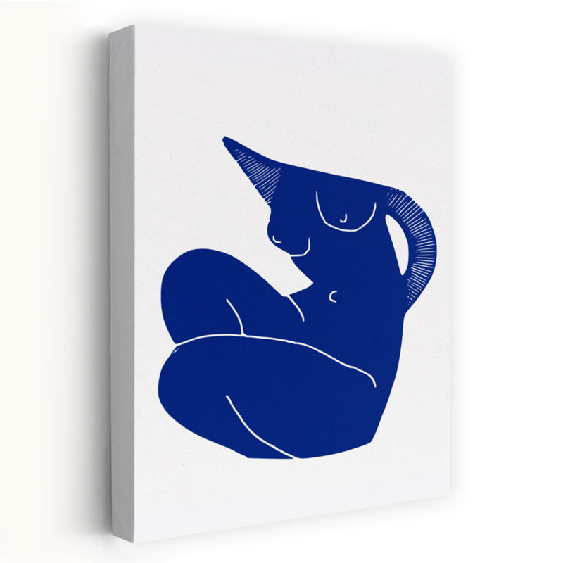 Blue Reclining Figure Abstract Contemporary Minimalist Wall Art Print, 91.44cm H x 60.96cm W