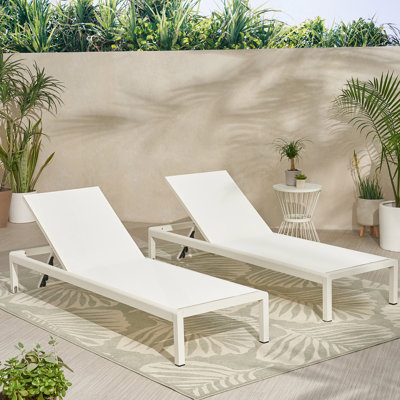 Ensemble de chaise longue en aluminium confortable et durable avec filet respirant, positions réglables et mobilité facile pour la détente en plein air