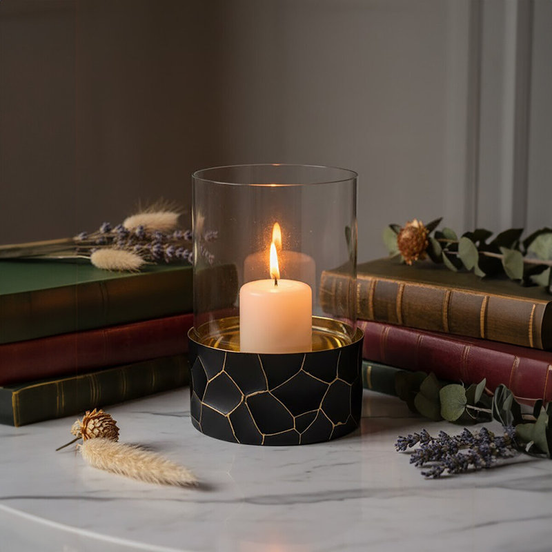 Anyelo Glass Tabletop / Centrepiece Hurricane, 31cm H x 20cm W x 20cm D