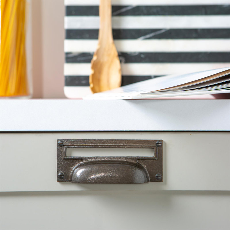 Hammer & Tongs - Filing Cabinet Cup Handle with Card Frame - W130mm x H50mm - Raw
