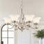 Luminaire suspendu classique / traditionnel en acier à 6 lumières à intensité variable en verre givré-145859957