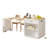 Evelyn Kitchen Island with Extendable Table and Storage, Faux Marble Top, White-1867893842