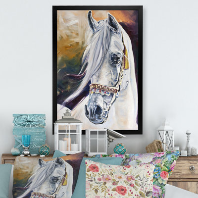Magnifique portrait de cheval blanc II - peinture