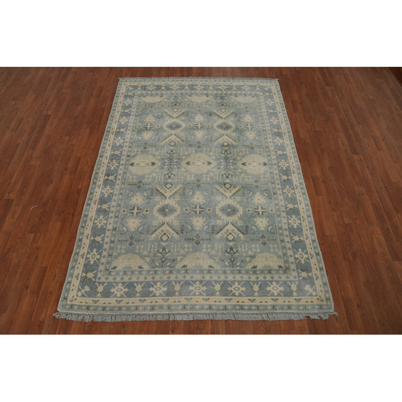 Tapis géométrique transitionnel Oushak 6 x 8