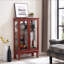 Armoire vitrée 2 portes avec portes en verre trempé, armoires vitrées avec panneau arrière en miroir et tablettes réglables, vitrine lumineuse pour la maison, ampoule de bureau incluse-131283817