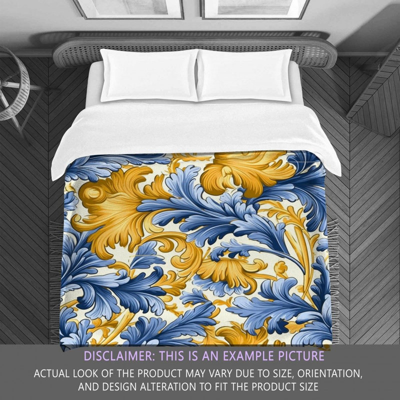 Polyester Comforter, Twin Comforter, Blue/Yellow Floral