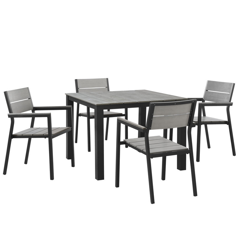 Ensemble repas d'extérieur 5 pièces Maine, Brun / blanc, H 33 po x l 35,5 po x L 83,5 po