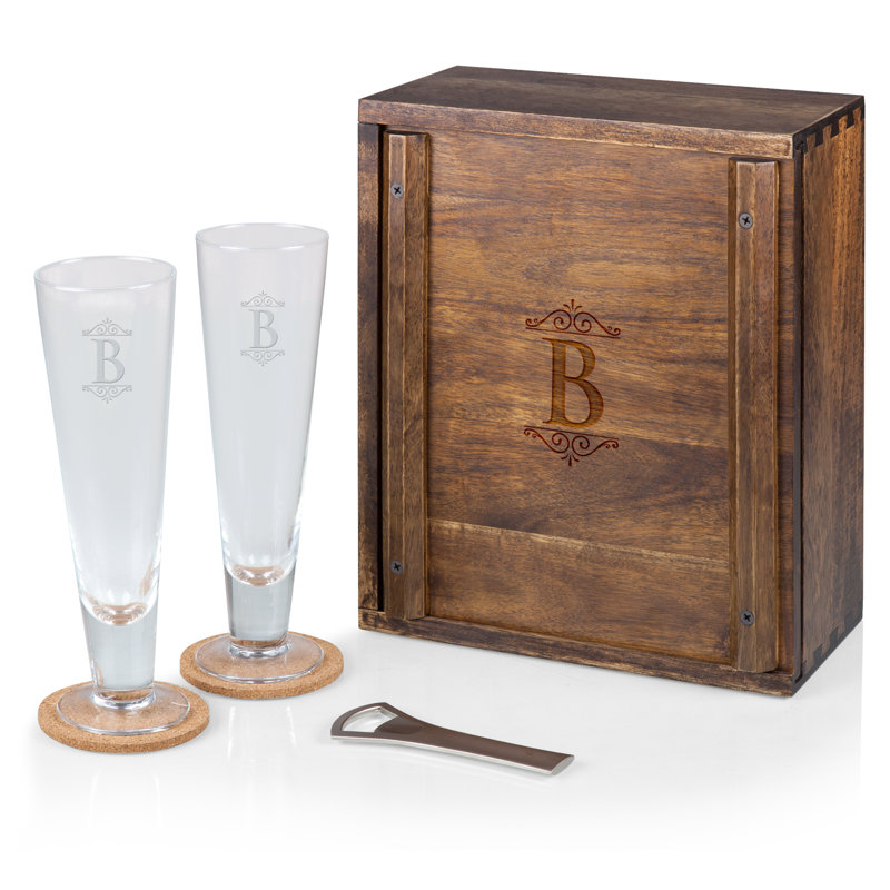 Ensemble de bière Monogram Pilsner Craft avec 2 verres à bière - Cadeau pour les amateurs de bière Dismuke, B