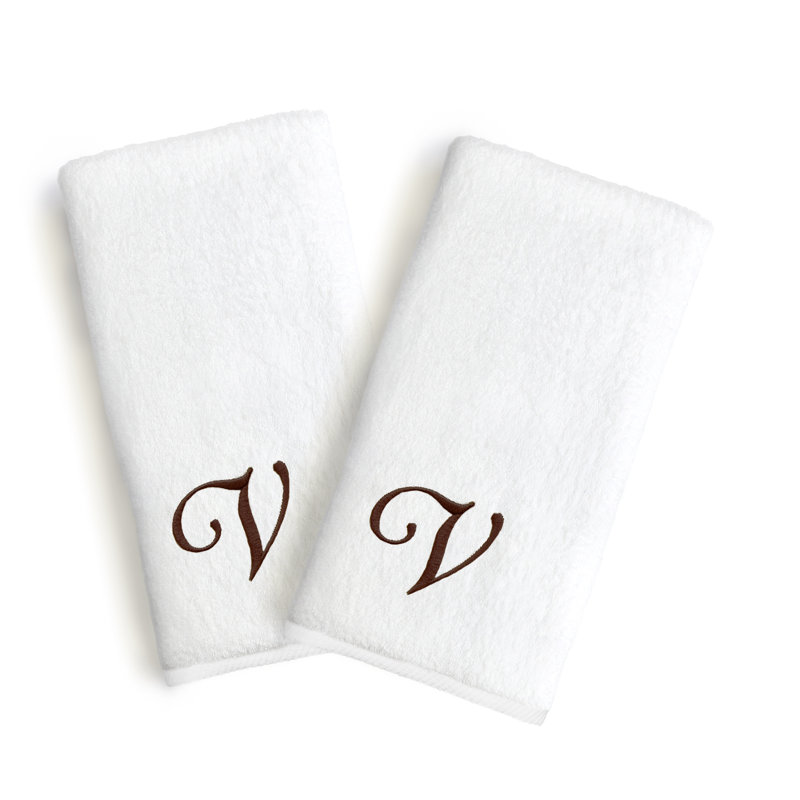 Essuie-mains en coton turc 2 pièces Soft Twist, Lettre : V