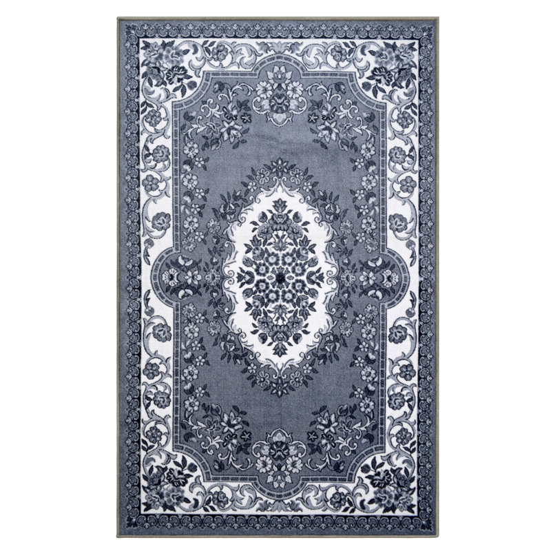 Tapis intérieur antidérapant à volutes 100% nylon Meredith, Rectangle de 5 pi x 8 pi