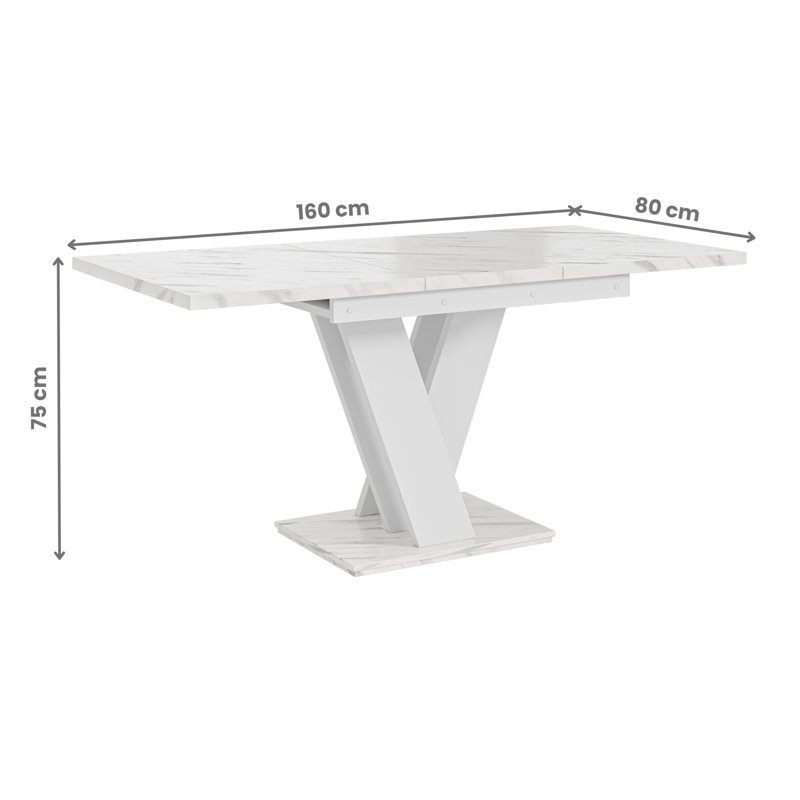 Extendable Dining Table, White Marble Effect
