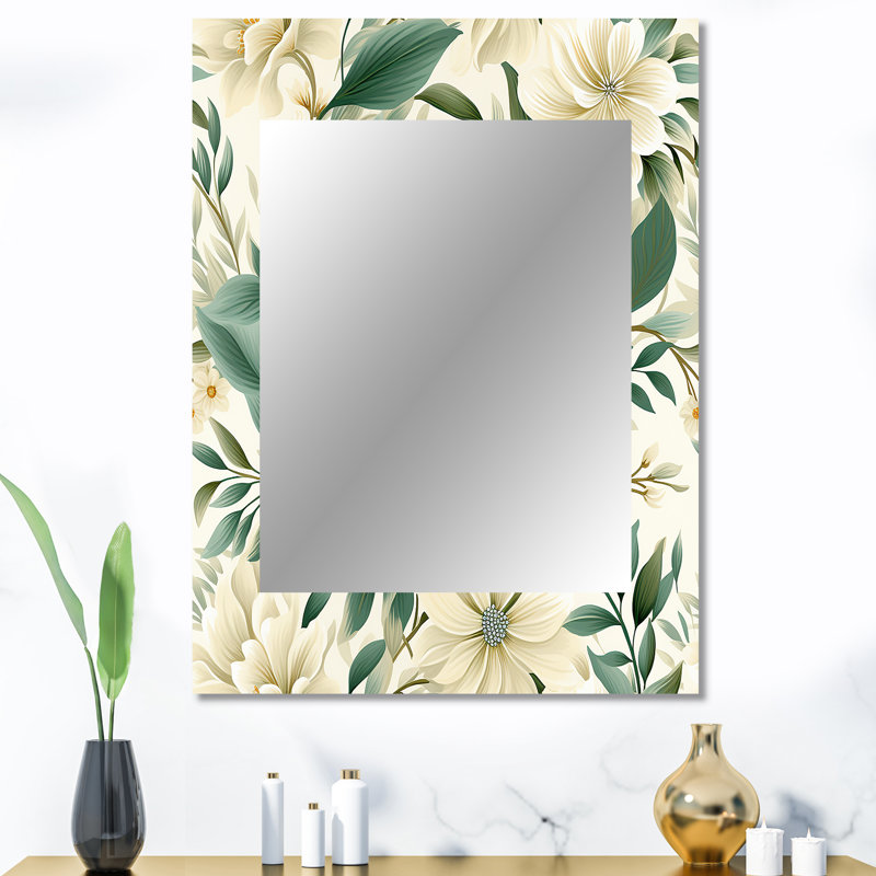 Motif bohème Subdued Oasis - miroir floral, miroir mural floral unique, impression d'art en métal, 40 po x 30 po