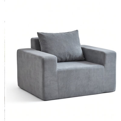 Sofa-in-a-Box Foam Couch with Pillow – High-Density Memory Foam Bean Bag Chair, Large Adult Seat, No Assembly, Washable Cover, Grey