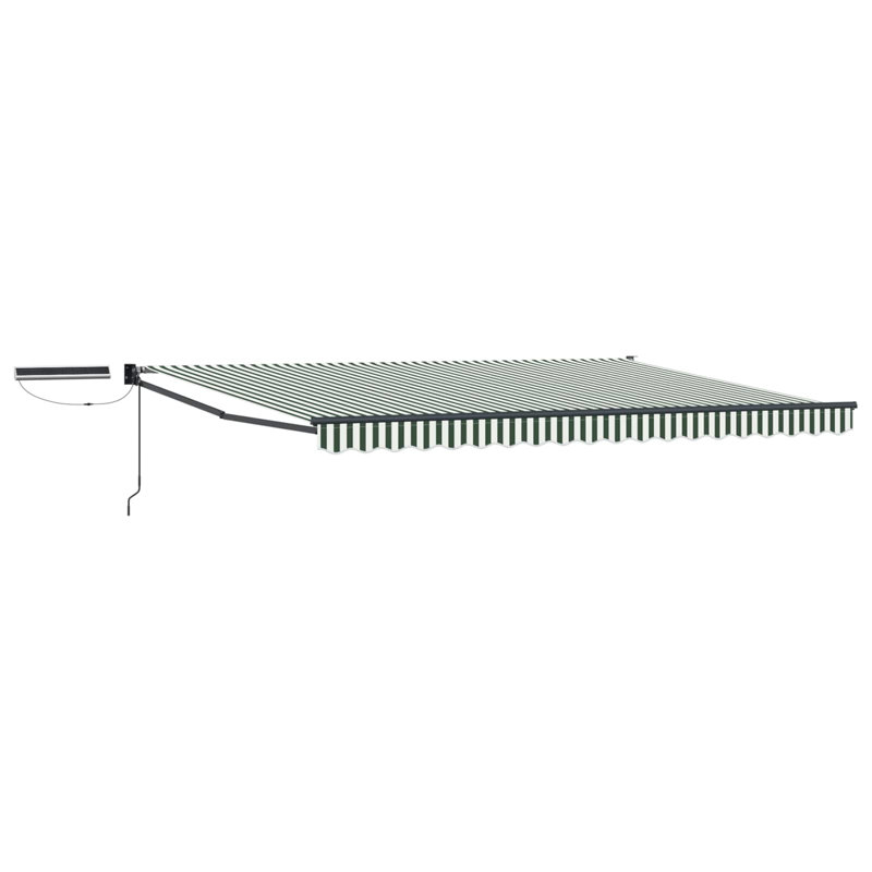 VidaXL Polyester Cover Retractable Patio Awning, 400cm W x 300cm D, Green/White/Black