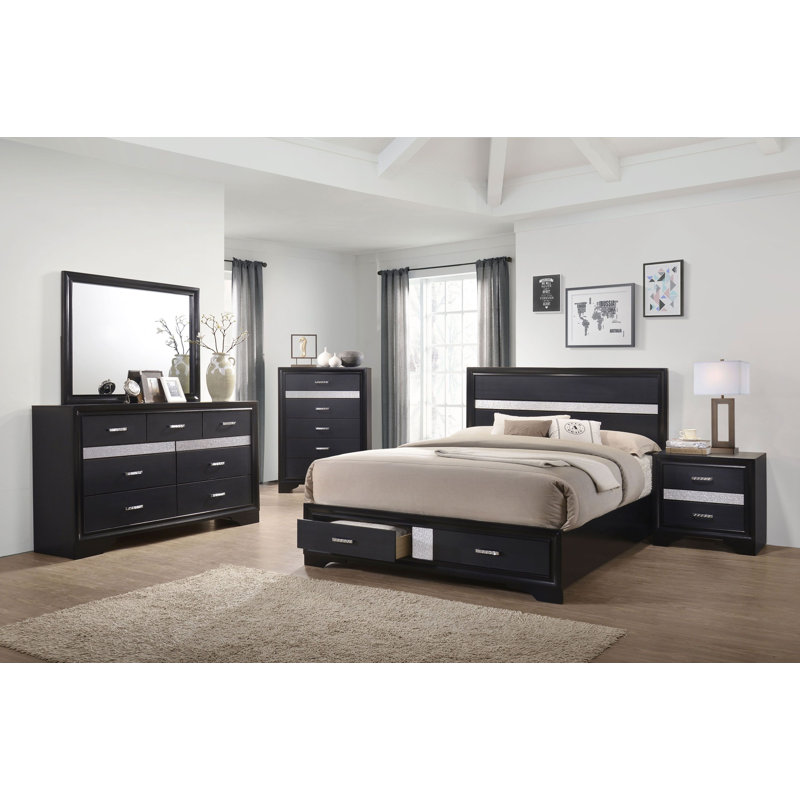 Ensemble de chambre avec très grand lit 5 pièces Lanoue, Très grand, Blanc