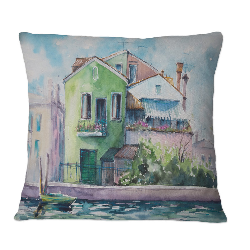 Coussin Sunny Day On The Waterfront On The Island - French Country, 16 po x 16 po